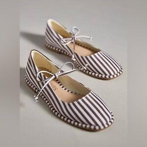 Anthropologie x Coconuts by Matisse Mary Jane Flats in Brown Stripe
